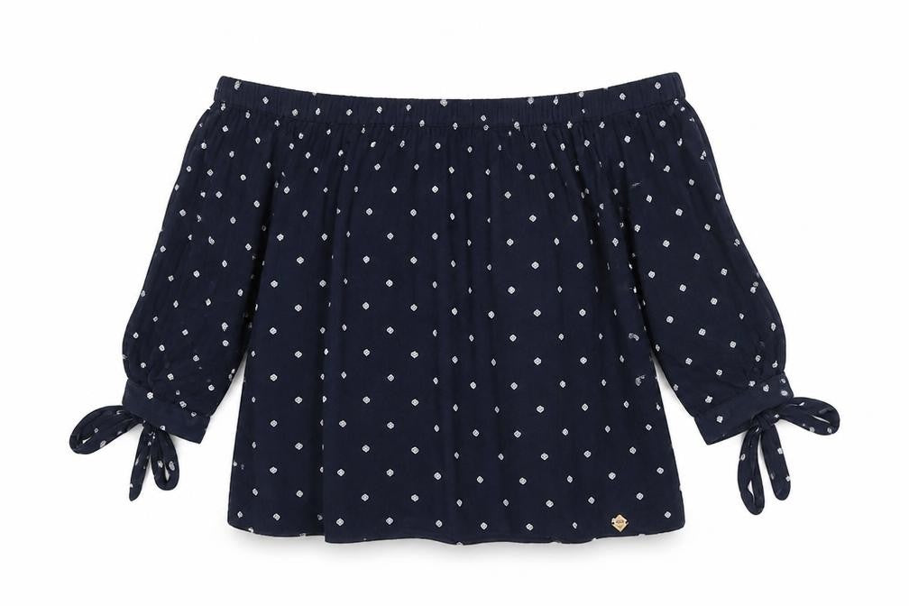 Superdry Women's Blue Off the Shoulder Blouse S