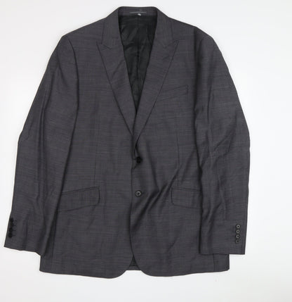 Additional front view of Jaeger Men's Grey Wool Blazer -, size 44R, Regular Fit
