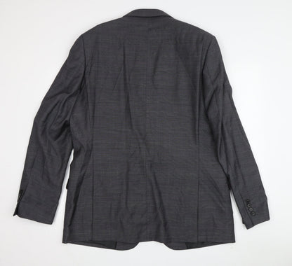 Back view of Jaeger Men's Grey Wool Blazer -, size 44R, Regular Fit