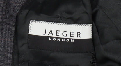 Close-up detail of Jaeger Men's Grey Wool Blazer -, size 44R, Regular Fit