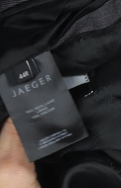 Brand and care label for Jaeger Men's Grey Wool Blazer -, size 44R, Regular Fit