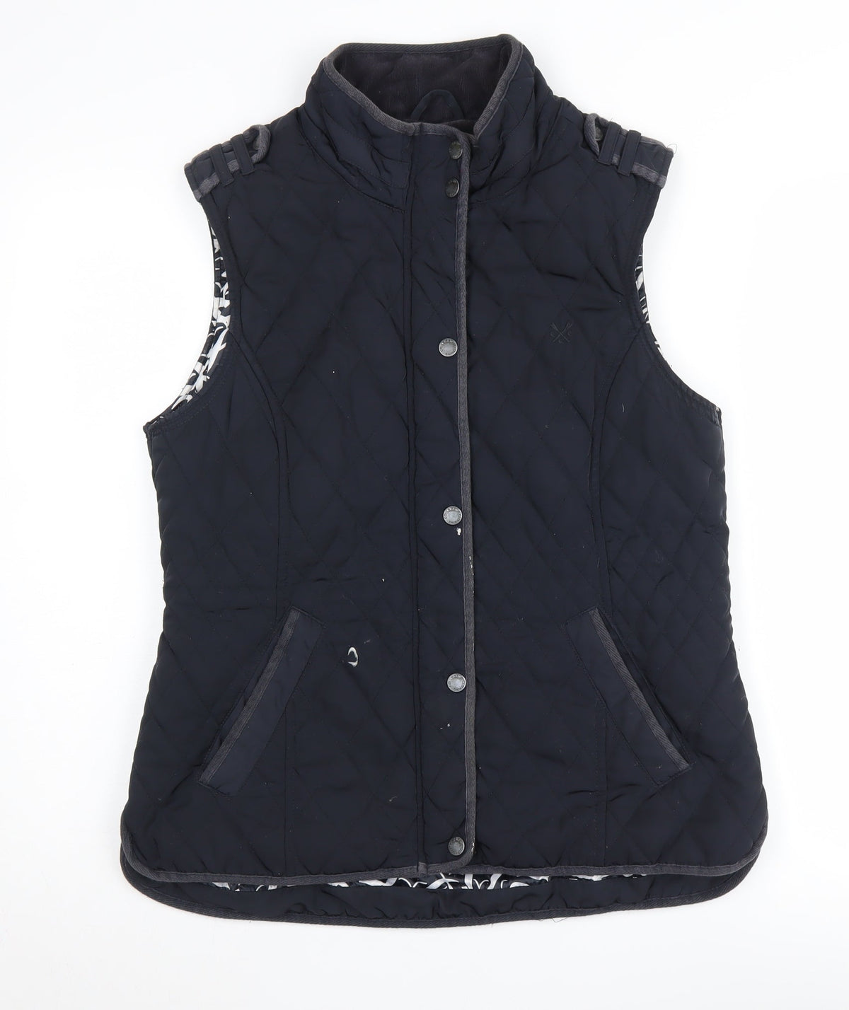 Additional front view of Crew Clothing Women's Black Quilted Waistcoat, size 12