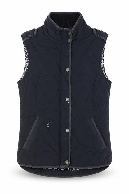 Front view of Crew Clothing Women's Black Quilted Waistcoat, size 12