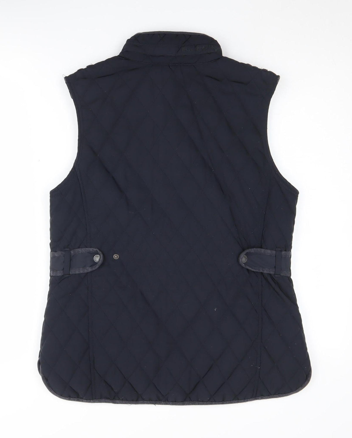 Back view of Crew Clothing Women's Black Quilted Waistcoat, size 12