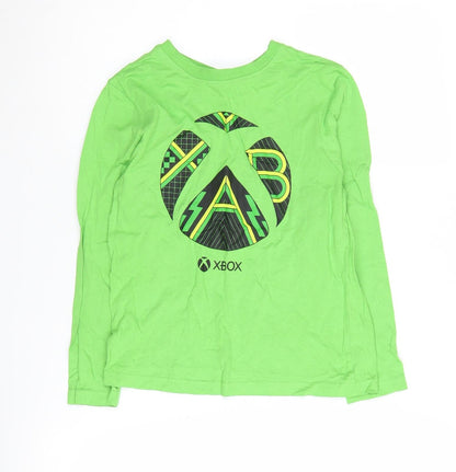 Additional front view of Xbox boys’ green graphic long sleeve t-shirt 8-9 years