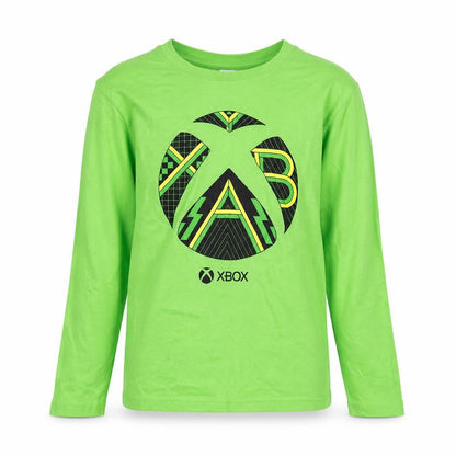 Front view of Xbox boys’ green graphic long sleeve t-shirt 8-9 years