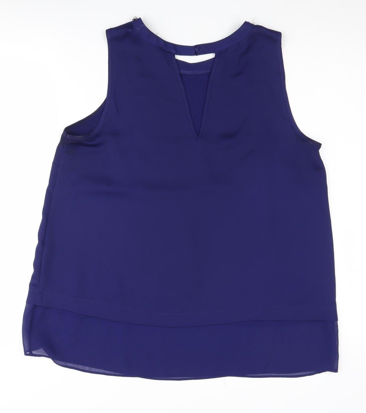 Marina Kaneva Women's Blue Beaded Sleeveless Blouse Size 14