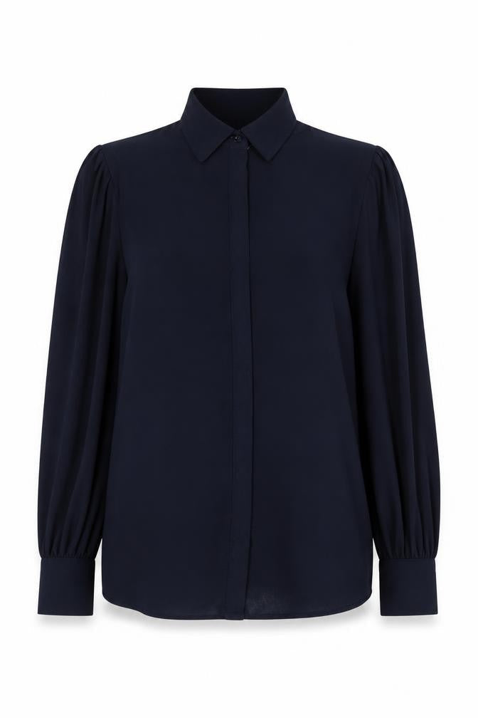 Next Women's Black Button-Up Shirt, Size 12, Long Sleeve