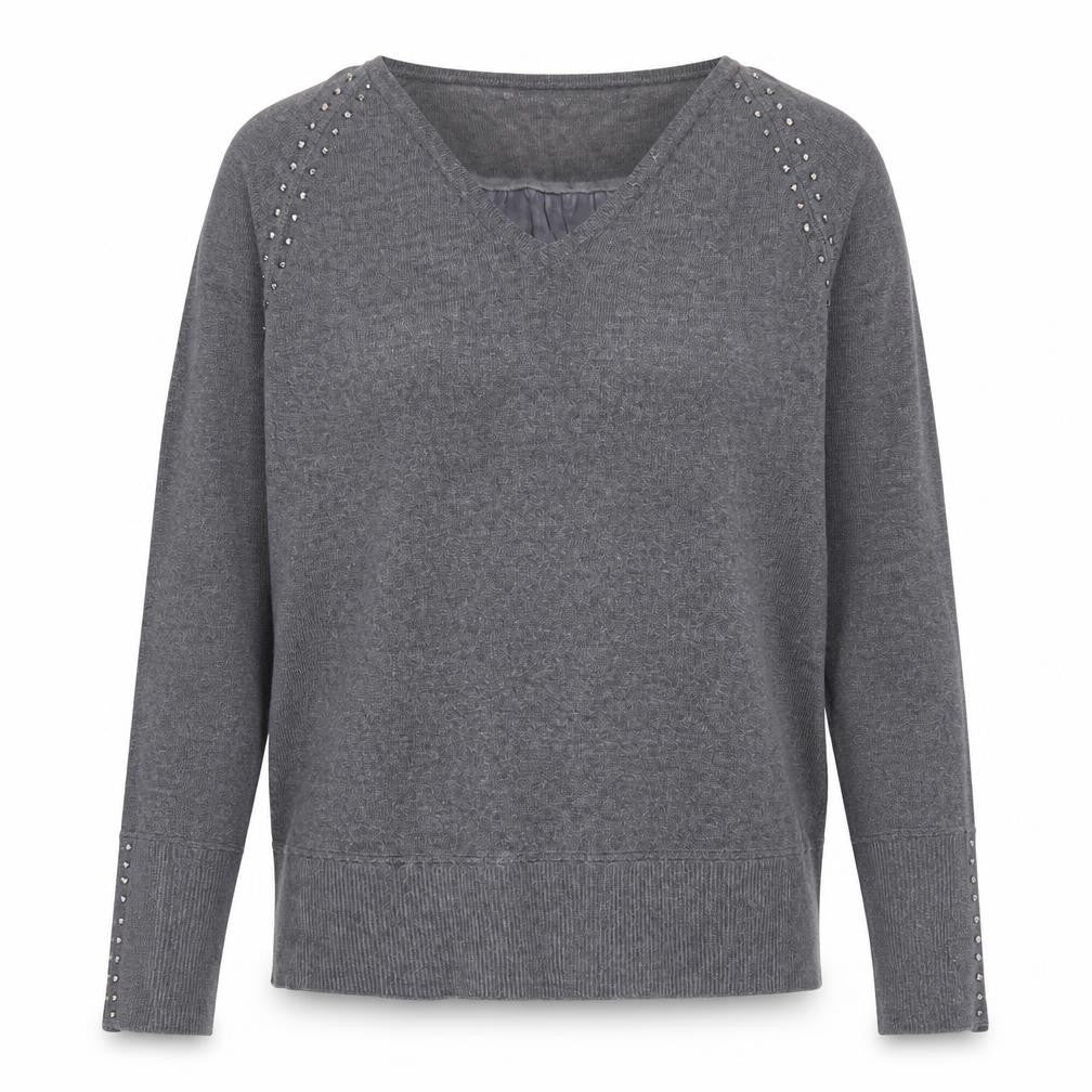 Mint Velvet Women's Grey V-Neck Pullover Jumper L