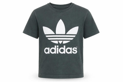 Front view of Adidas boys’ black medium graphic print t-shirt