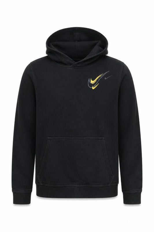 Front view of Nike boys’ black l pullover hoodie fleece casual