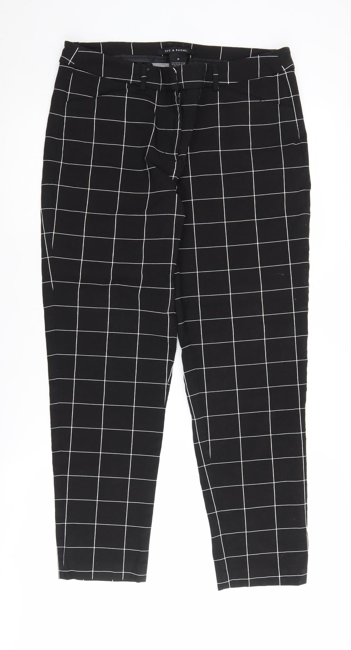 Zac & Rachel Black Check Women's Trousers, Size 10