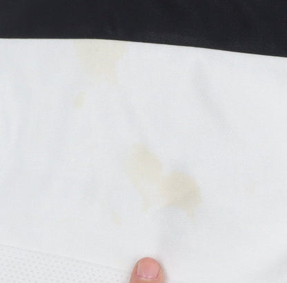 Close-up detail of Puma boys’' white & black football pullover -, size 14