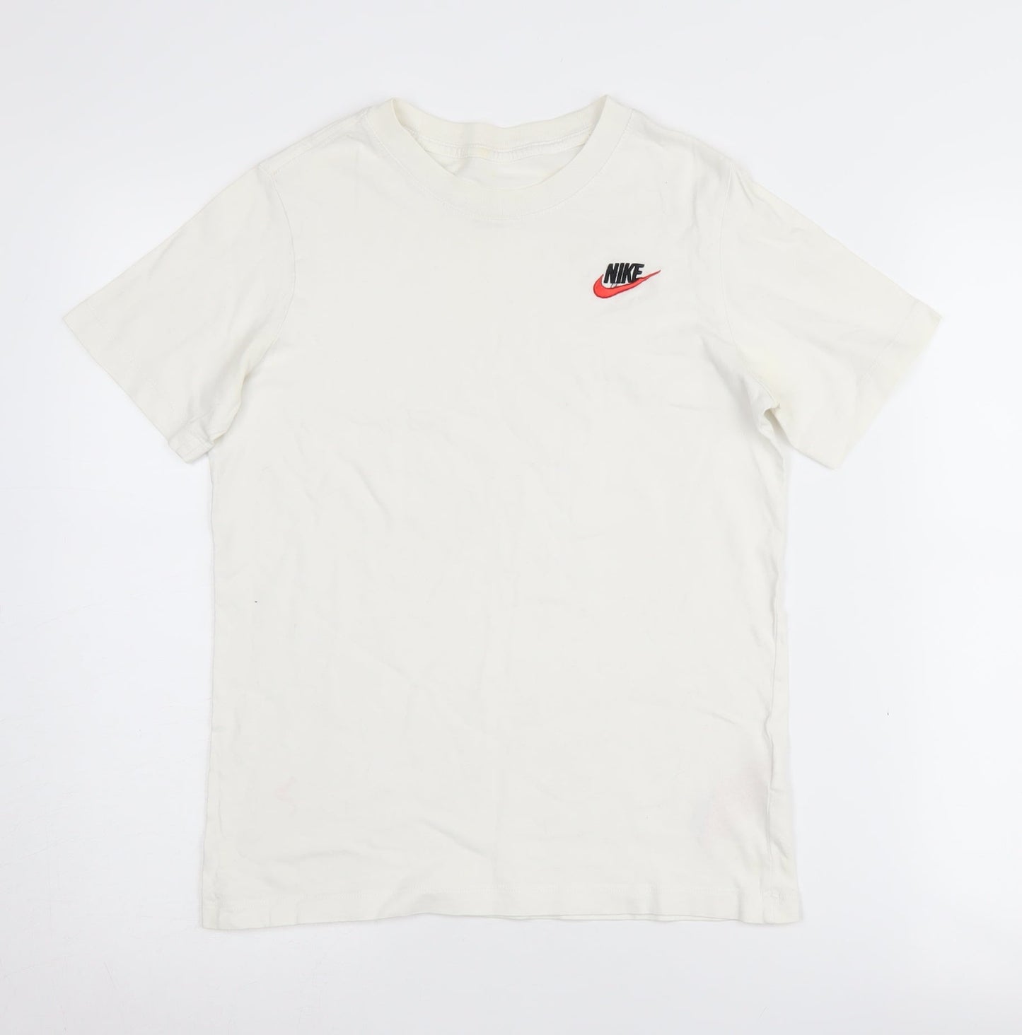 Nike Boys White L T-Shirt with Logo Accents