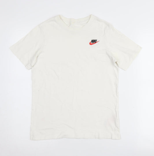 Nike Boys White L T-Shirt with Logo Accents