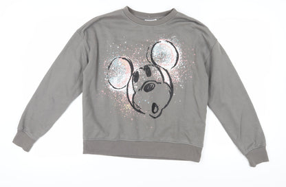 Preloved Disney Women's Grey Pullover Sweatshirt Size S - Front