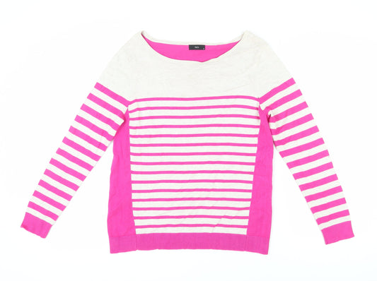 M&Co Women's Pink Striped Pullover Jumper, Size 16