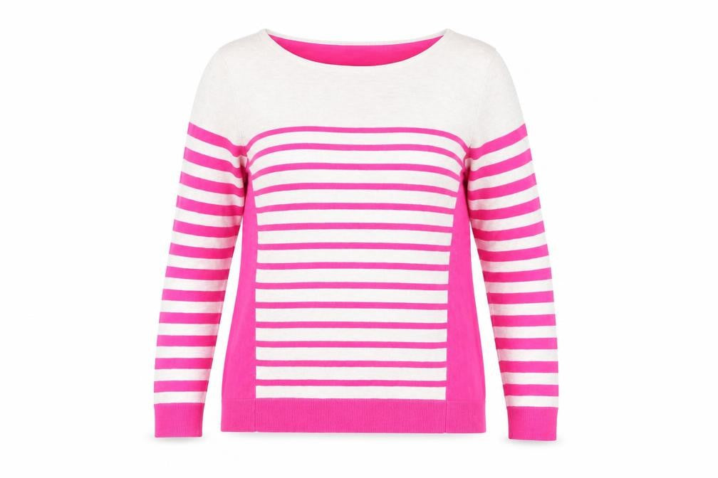 M&Co Women's Pink Striped Pullover Jumper, Size 16