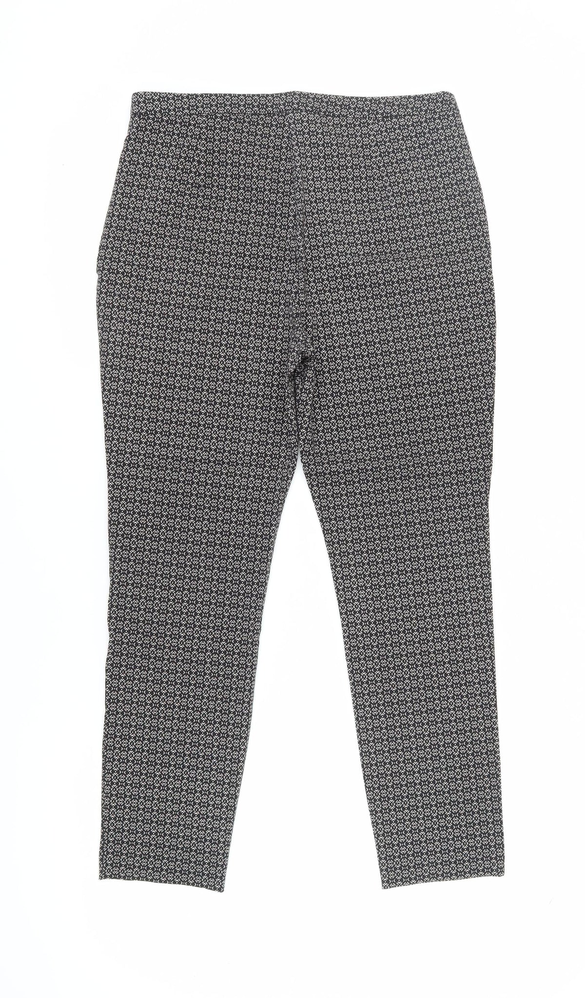 New Look Women's Black Geometric Trousers Size 14