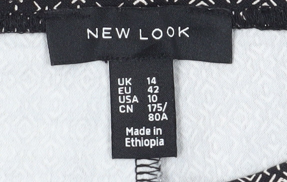 New Look Women's Black Geometric Trousers Size 14