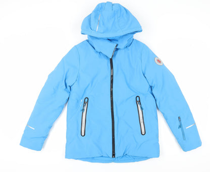 Additional front view of WHSTROMA boys’ blue ski jacket waterproof 14