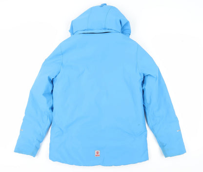 Back view of WHSTROMA boys’ blue ski jacket waterproof 14