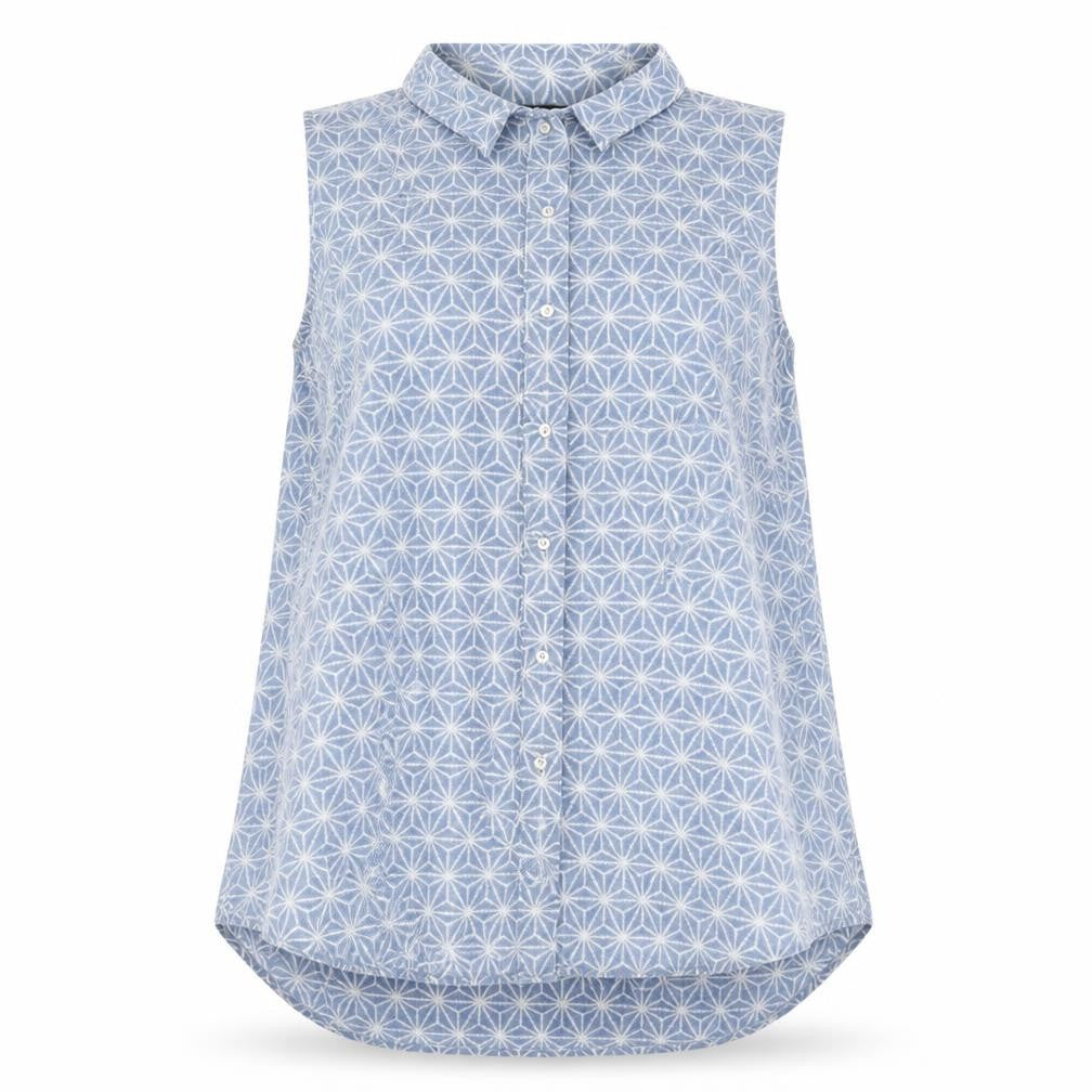 H&M Women's Blue Sleeveless Button-Up Top, Size 8