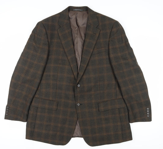 Greenwoods Elite Men's Brown Plaid Blazer Size 46R