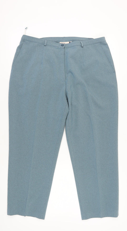 EWM Women's Blue Chino Trousers, Size 18, Herringbone