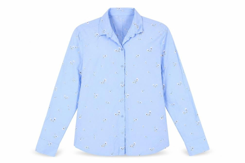 AIZ Women's Blue Floral Button-Up Shirt XL