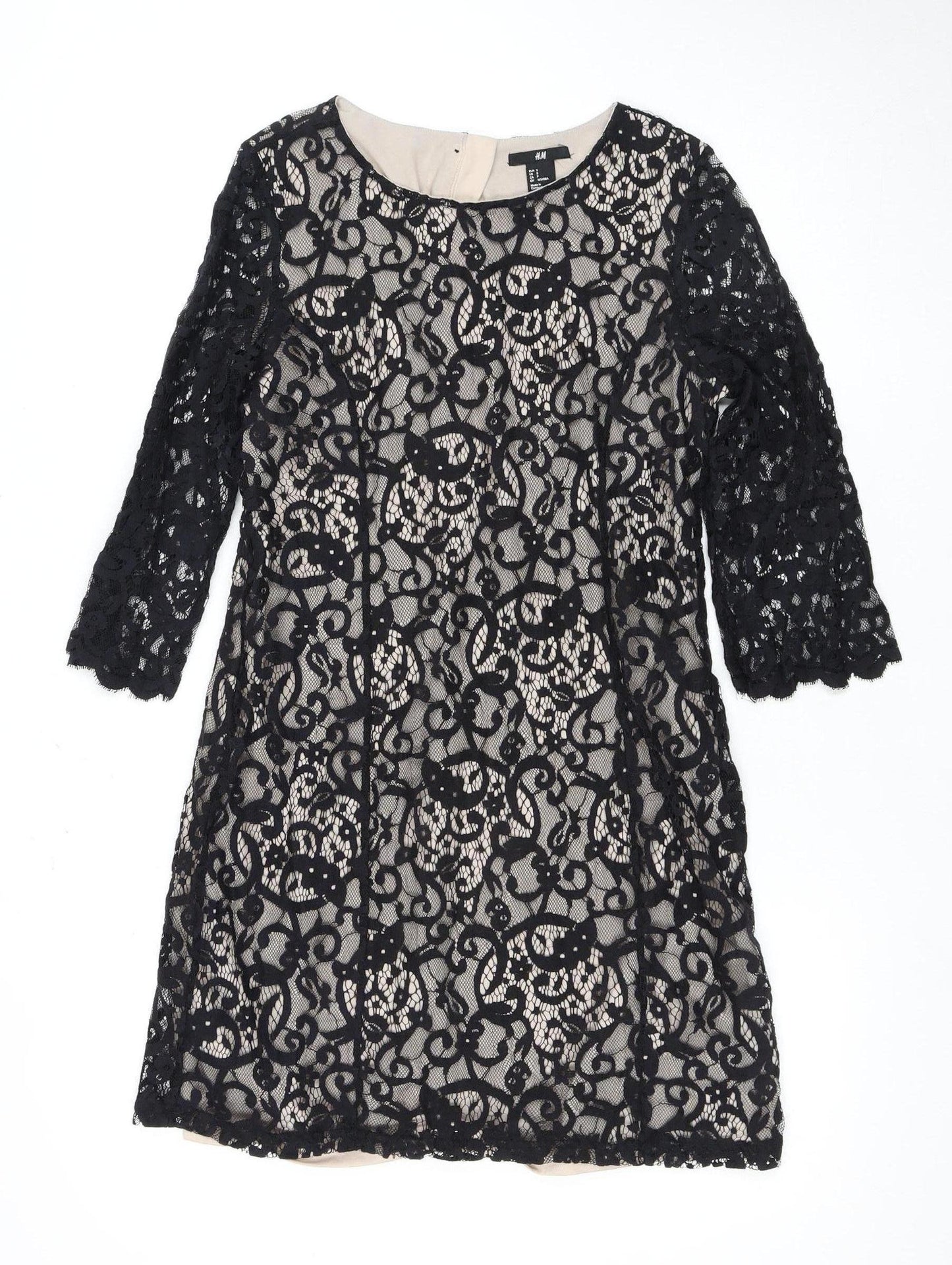 H&M Women's Black Lace Sheath Dress, Size 8, Party/Cocktail