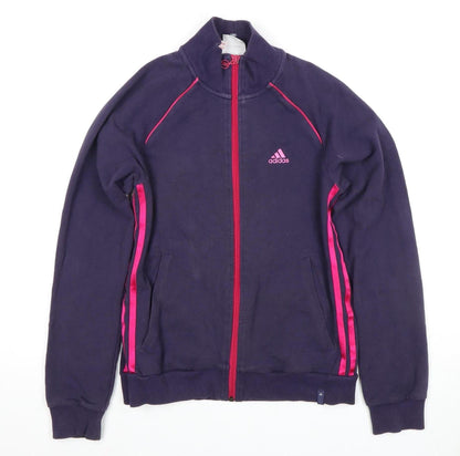 Additional front view of Adidas girls’ purple full zip hoodie - 13-14 years