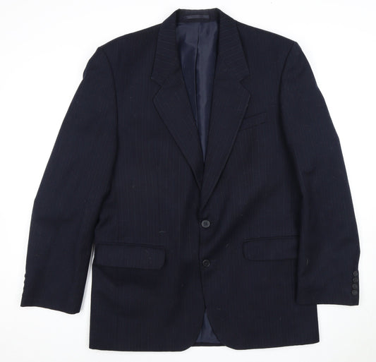 Centaur Men's Blue Wool Blazer 40 Long Two-Button Notch Lapel