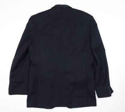 Centaur Men's Blue Wool Blazer 40 Long Two-Button Notch Lapel