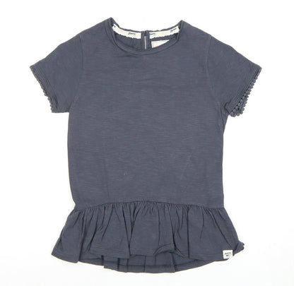 Additional front view of Massimo Dutti girls’ grey short sleeve top 9-10 years