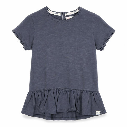 Front view of Massimo Dutti girls’ grey short sleeve top 9-10 years