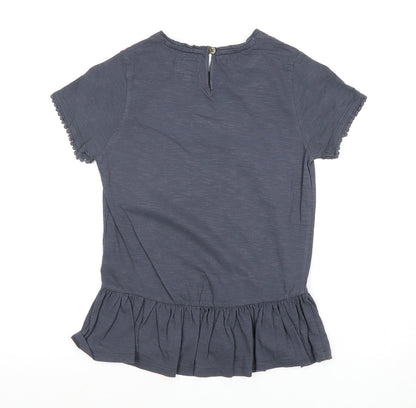 Back view of Massimo Dutti girls’ grey short sleeve top 9-10 years