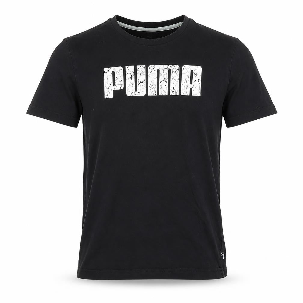 Puma Men's Black T-Shirt, Size S, Crew Neck, Logo