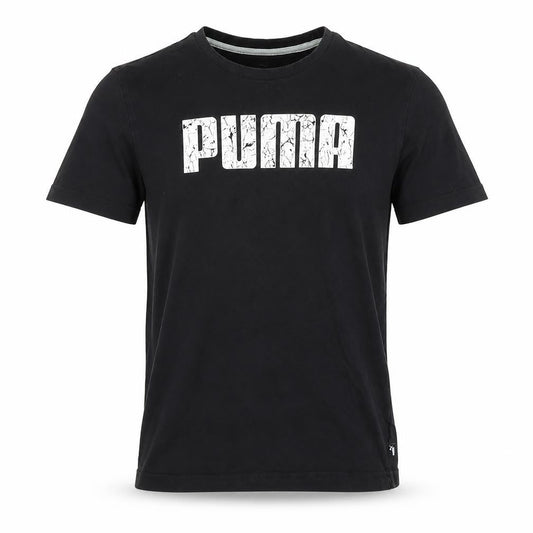 Puma Men's Black T-Shirt, Size S, Crew Neck, Logo