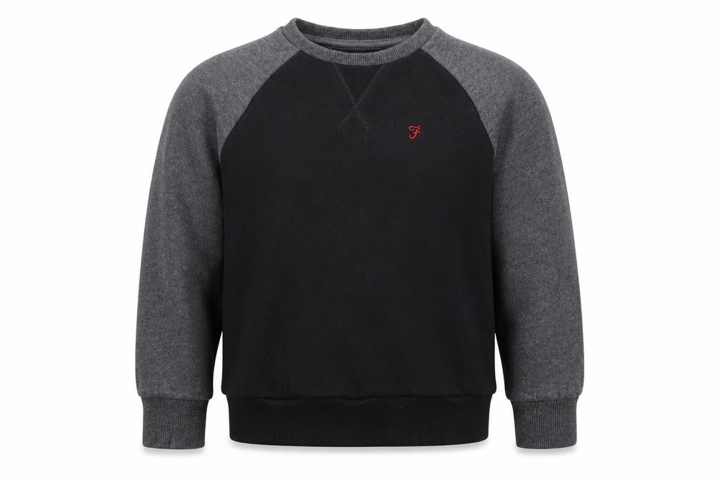 Farah Junior Boys Black Pullover Sweatshirt 6-7 Years