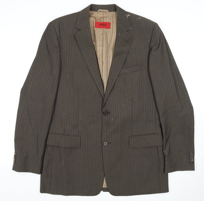 Hugo Boss Men's Brown Striped Blazer, Size 40