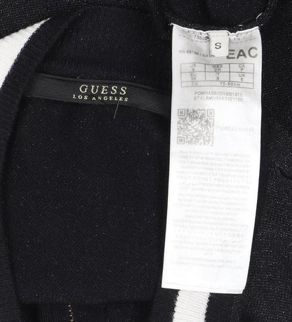 Close-up detail of Guess Women's Black Full Zip Floral Jumper S