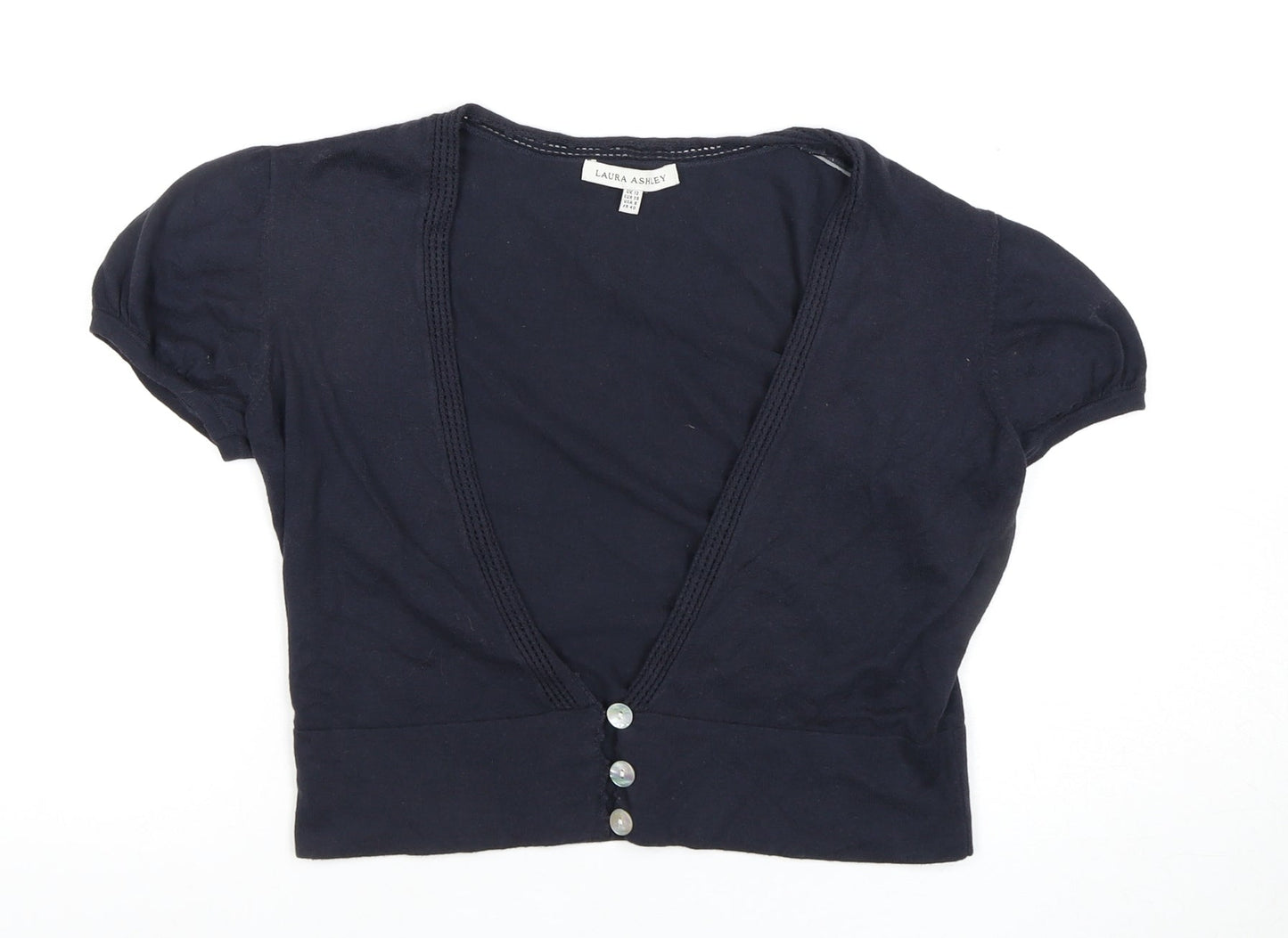 Laura Ashley Women's Black Crop Blouse, Size 12