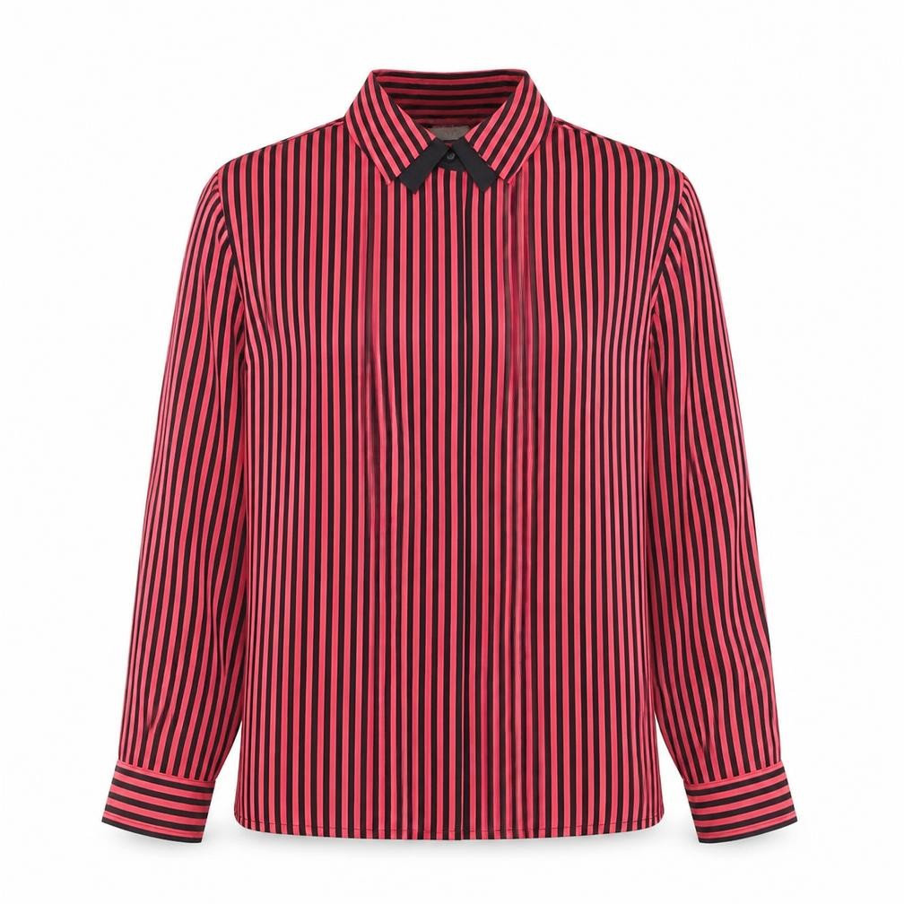 Viyella Women's Red Striped Long Sleeve Button-Up Shirt