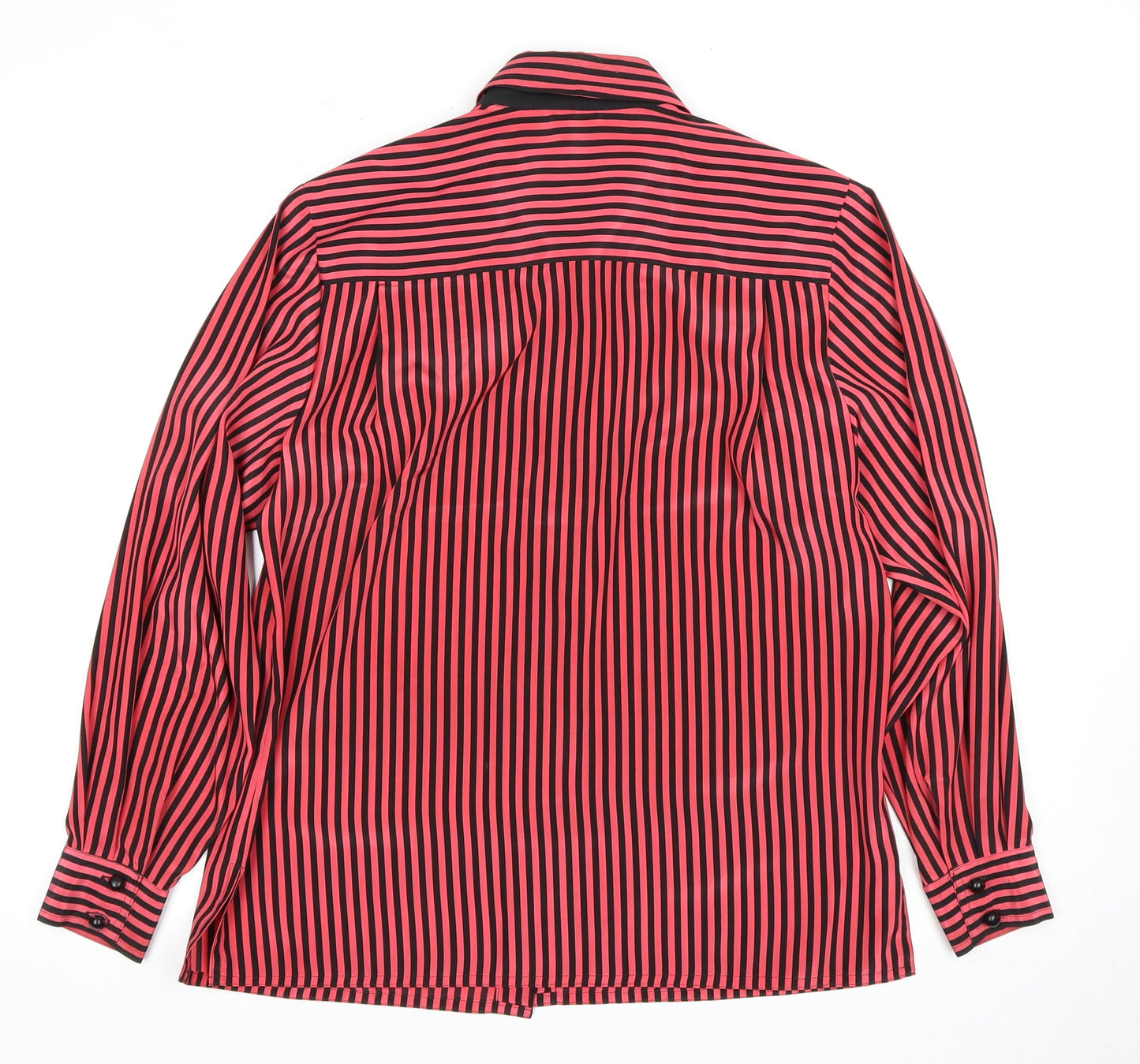 Viyella Women's Red Striped Long Sleeve Button-Up Shirt