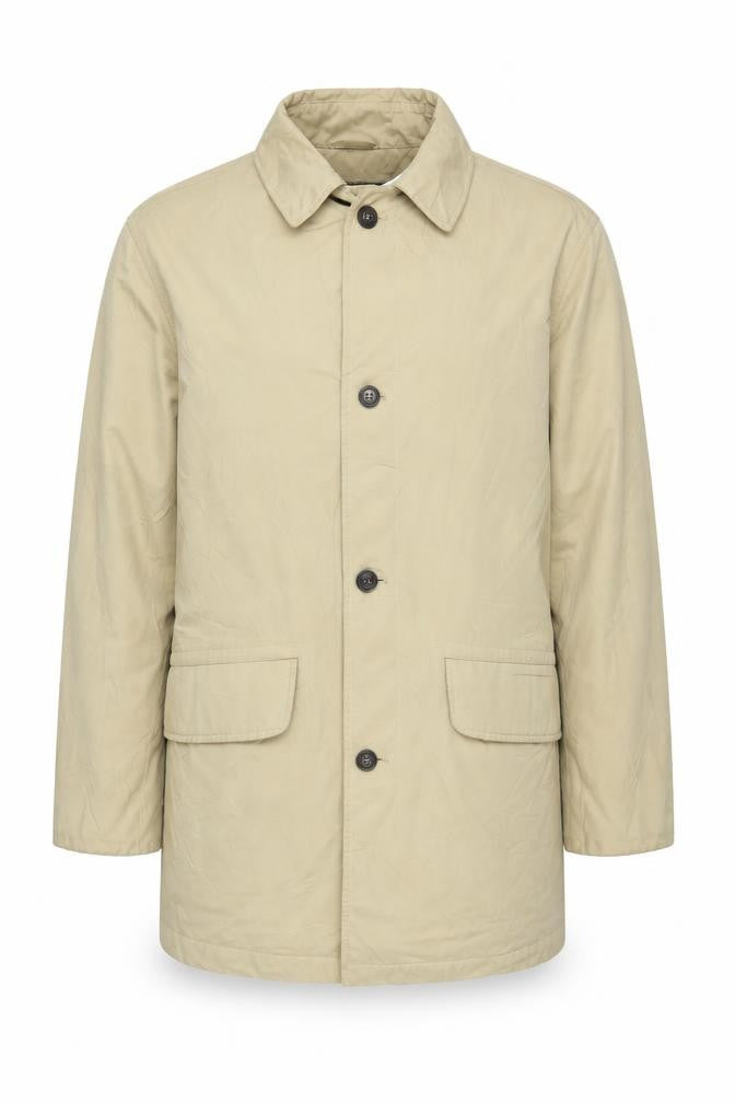Bush Men's Beige Overcoat, XL, Collared, Casual Style