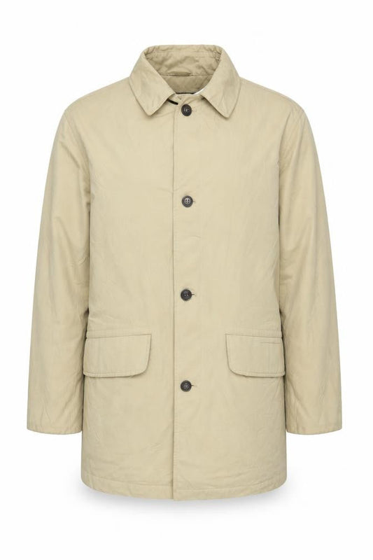 Bush Men's Beige Overcoat, XL, Collared, Casual Style