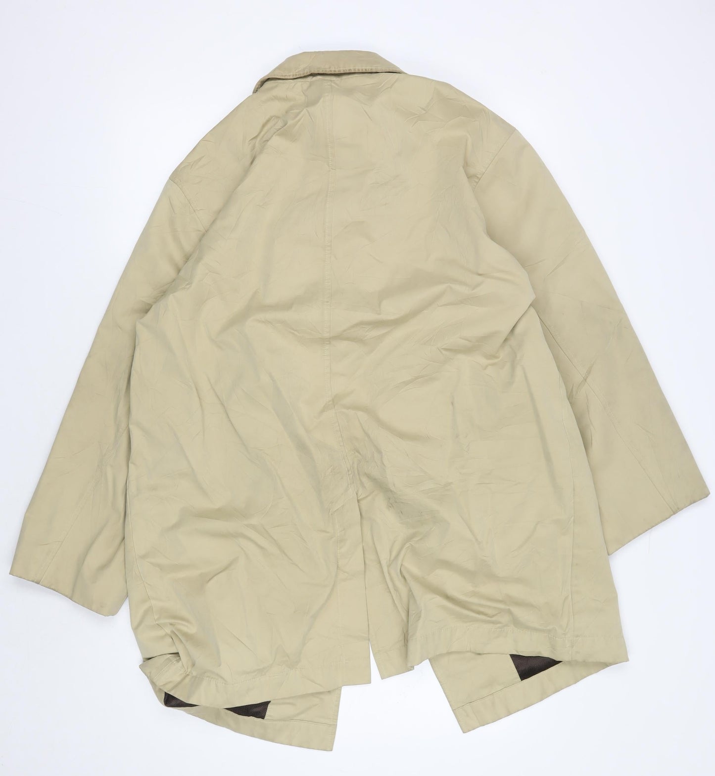 BUSH Men's Beige Overcoat, XL, Collared, Casual Style