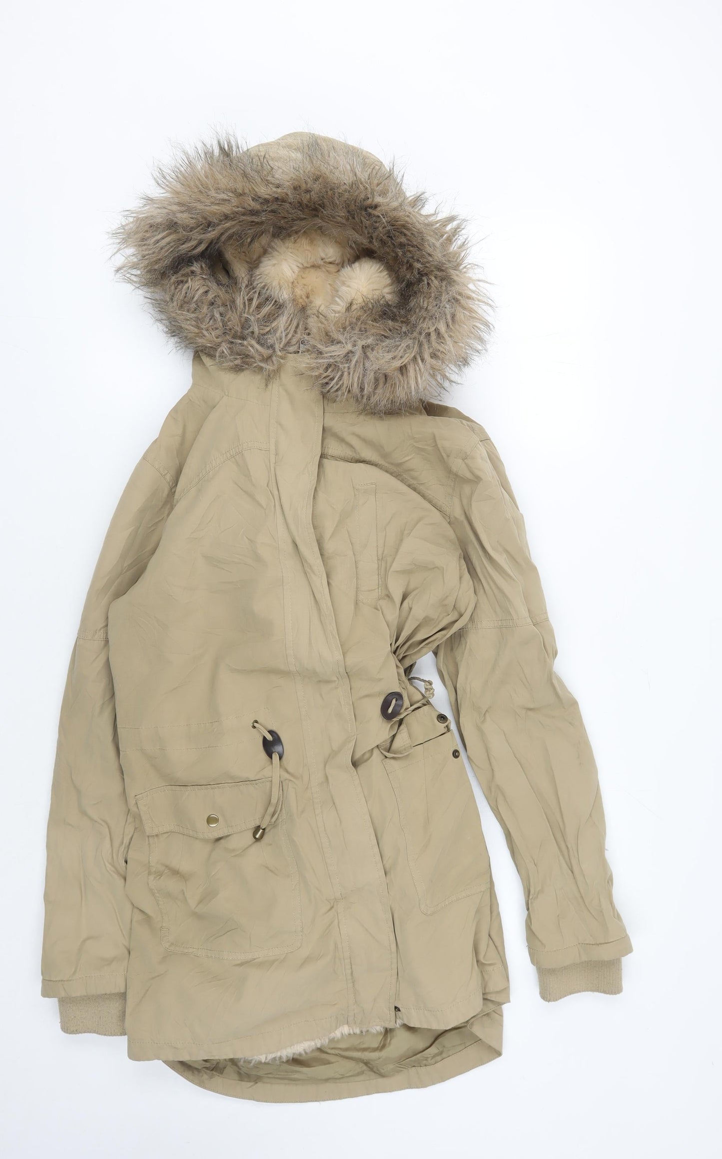 Oasis Women's Beige Parka - M, Hooded Winter Coat