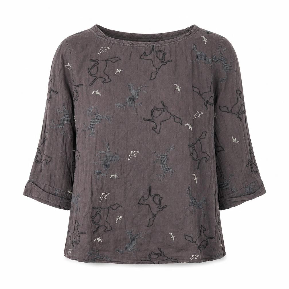 White Stuff Grey Animal Print Women’s Blouse Size 12